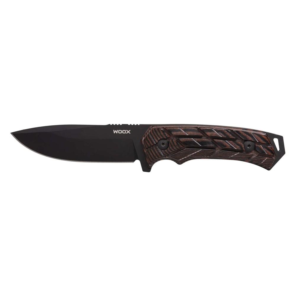 Woox Rock 62 Fixed Knife 4-1/4" Drop Point Blade Black with Brown X-Grip H-img-1