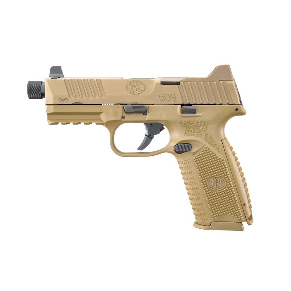 FN USA FN 509 Tactical Handgun 9mm Luger 10rd Magazines (2) 4.5" Threaded Barrel FDE NMS