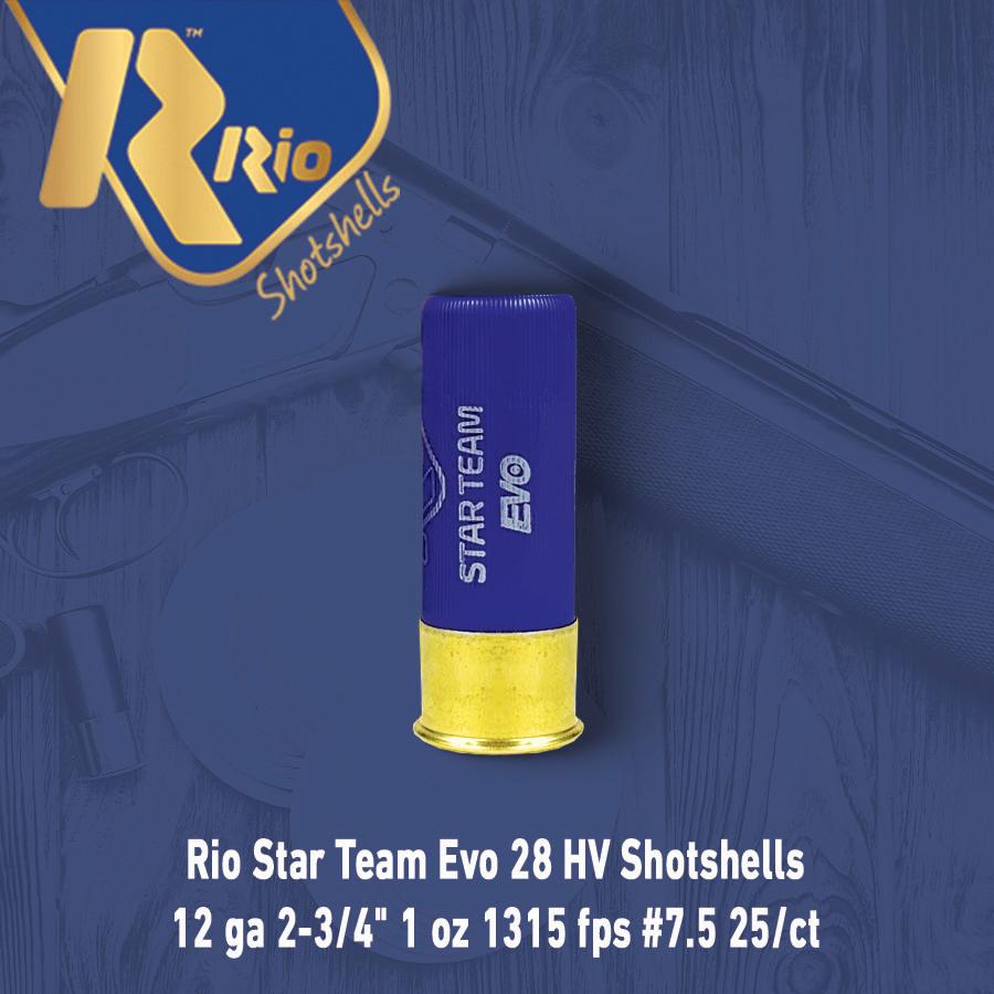 Rio Star Team Evo 28 HV Shotshells 12 ga 2-3/4" 1 oz 1315 fps #7.5 25/ct