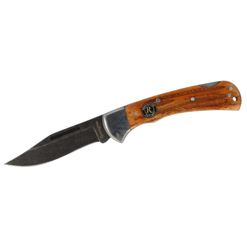 Remington Back Woods Lock Back 3.5 Folding Knife Clip Point Blade Brown-img-0