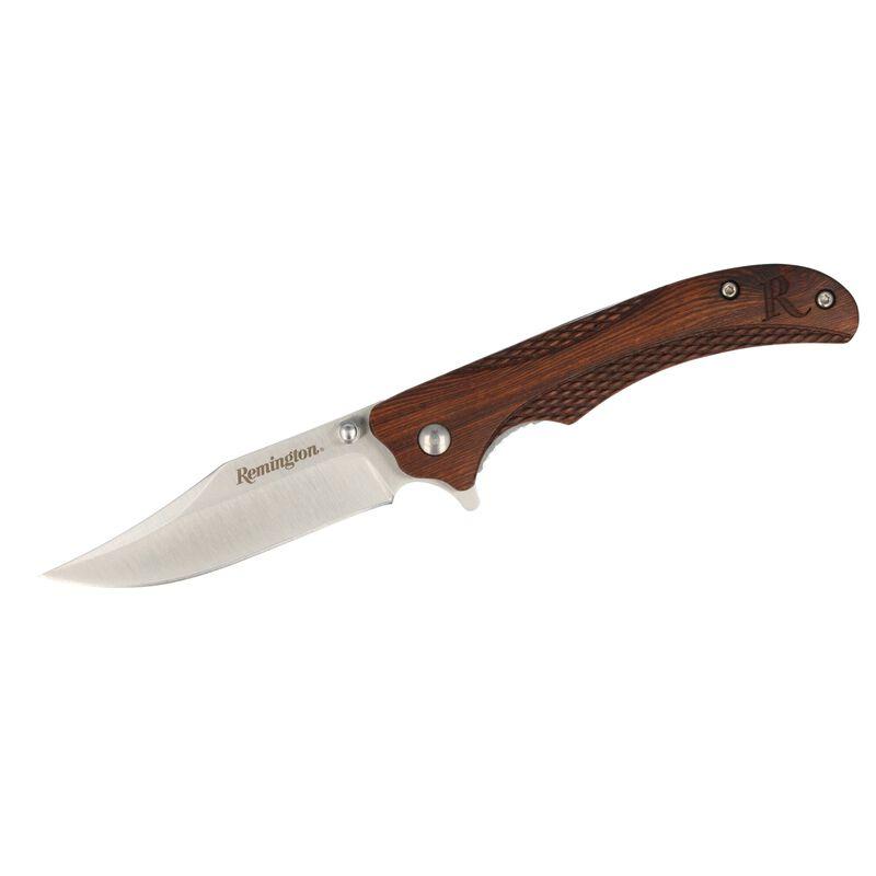 Remington Woodland Liner Lock Folding Knife Clip Point Blade Brown-img-1