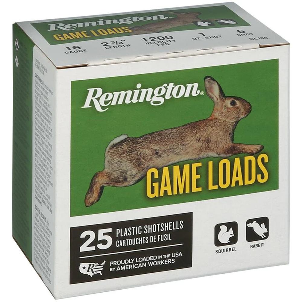 Remington Lead Game Load Shotshells 16 ga 2-3/4" 1 oz 1200 fps #6 25/ct