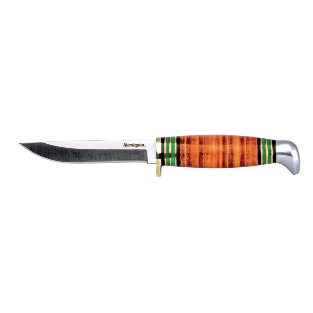 Remington Stacked Leather Fixed Knife 4 Straight Back-img-0