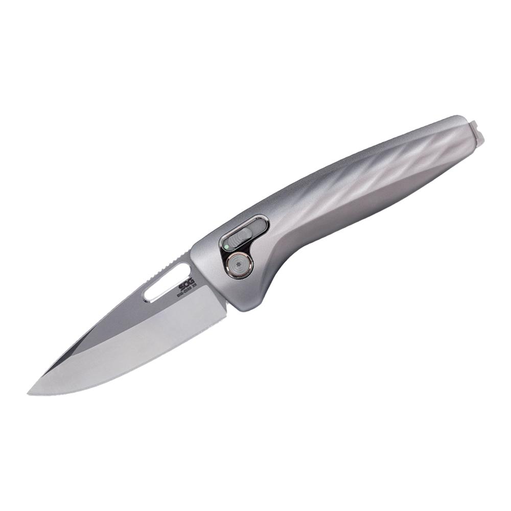 SOG Knives One-Zero XR Folding Knife 3-1/10 Drop Point Blade Silver Black Box - SOG