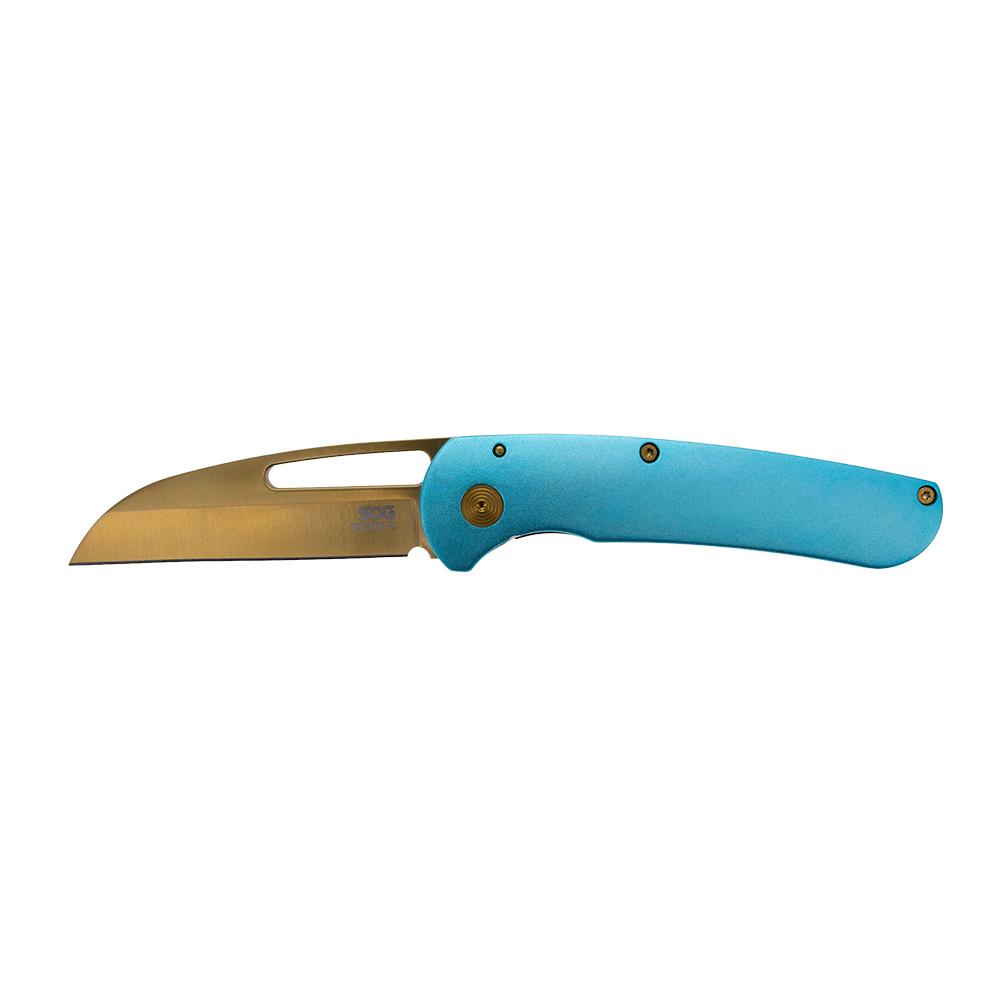 SOG Knives Escape FL Folding Knife 3 Sheepsfoot Blade Blue Gold