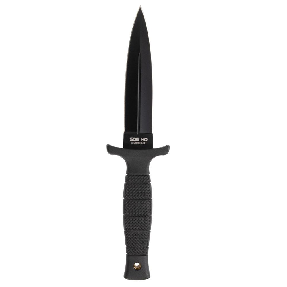 SOG Knives Nightshade Fixed Knife 4-3/4 Spear Point Blade Black