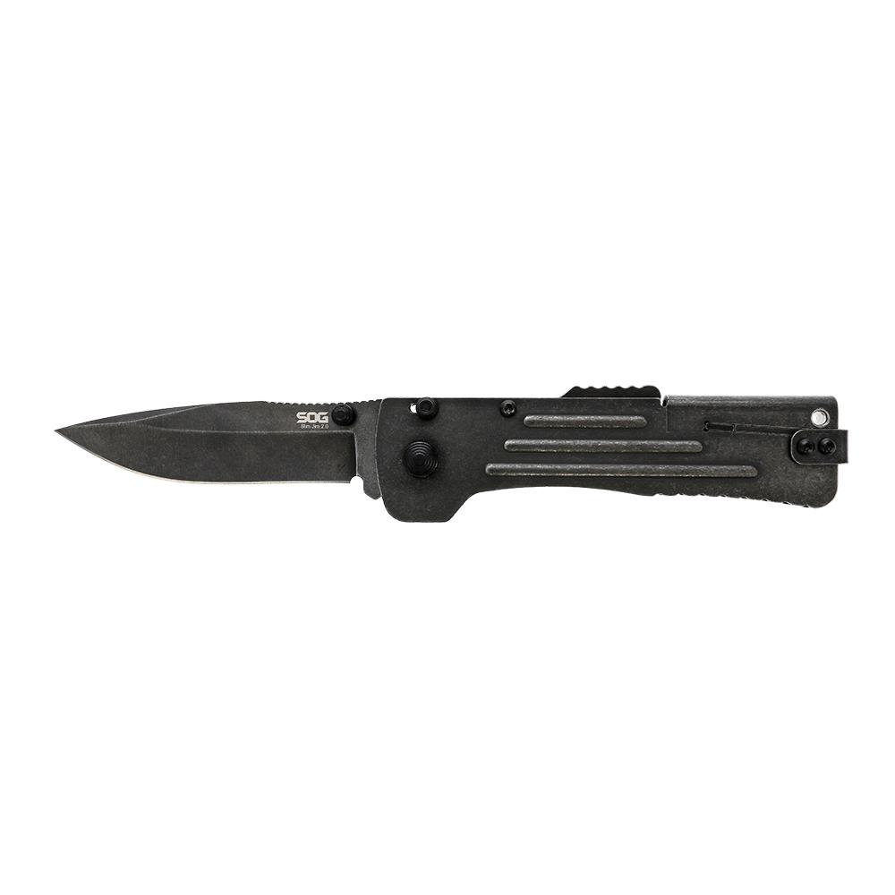 SOG Knives Slim Jim 2.0 Assisted Folding Knife 3-1/5 Clip Point Blade Black Clam Pack
