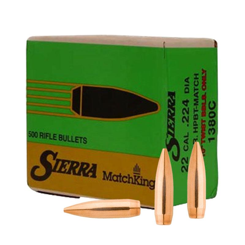 Sierra MatchKing Bullets (500/ct) .22 cal .224 69 gr HPBT MATCH - Designed for Service Rifle competition in the M16A2/AR-15A2.