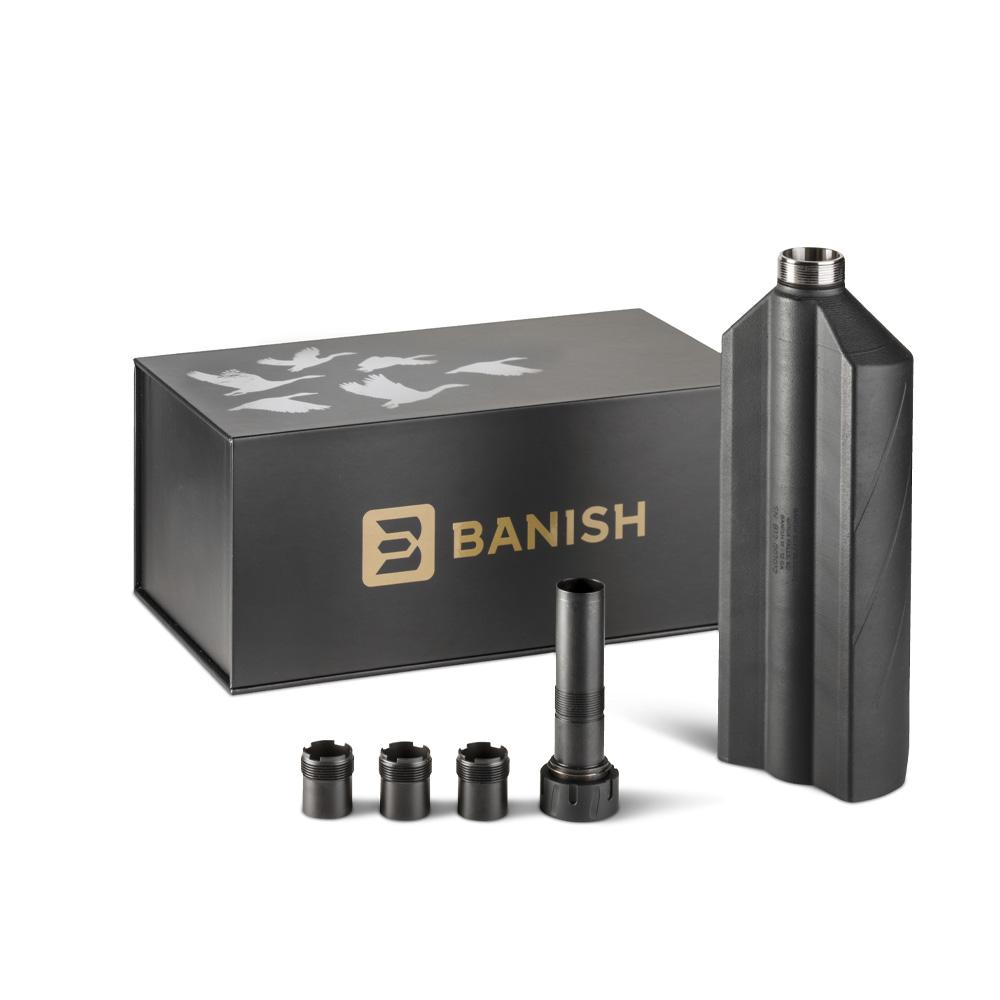 Banish 12 Choke Mounted Shotgun Suppressor Titanium Black 12 Gauge