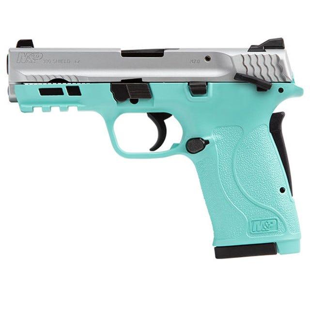 S&W M&P 380 Shield EZ Handgun Compact Slim 380 AUTO 8+1 3.7" Barrel Satin Slide/Robins Egg Blue Frame