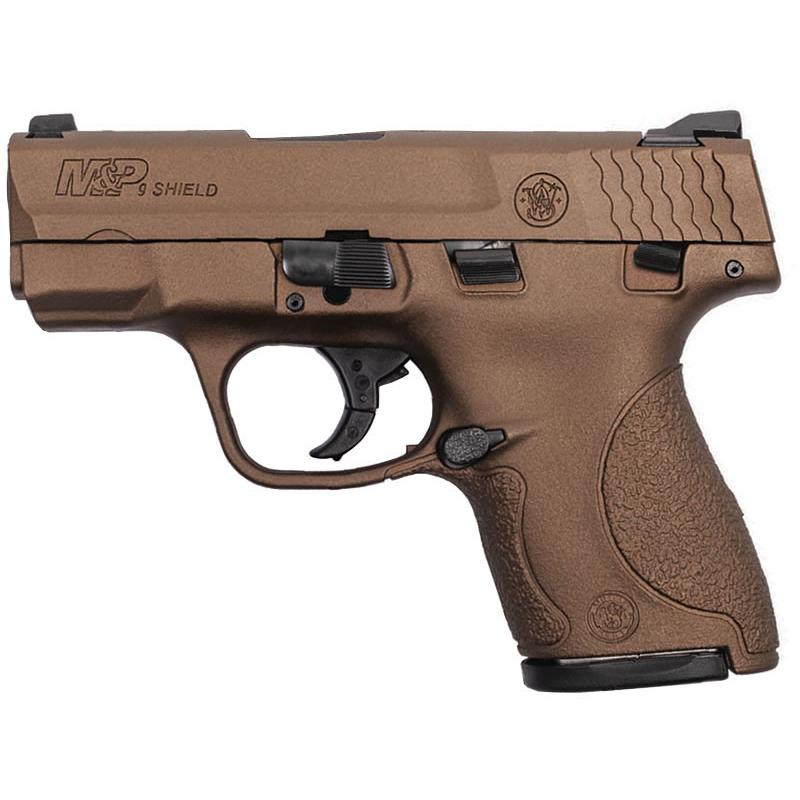 S&W M&P9 Shield Burnt Bronze Handgun 9mm Luger 8rd Magazine 3.1 Barrel Thumb Safety FDE/Tan-USED