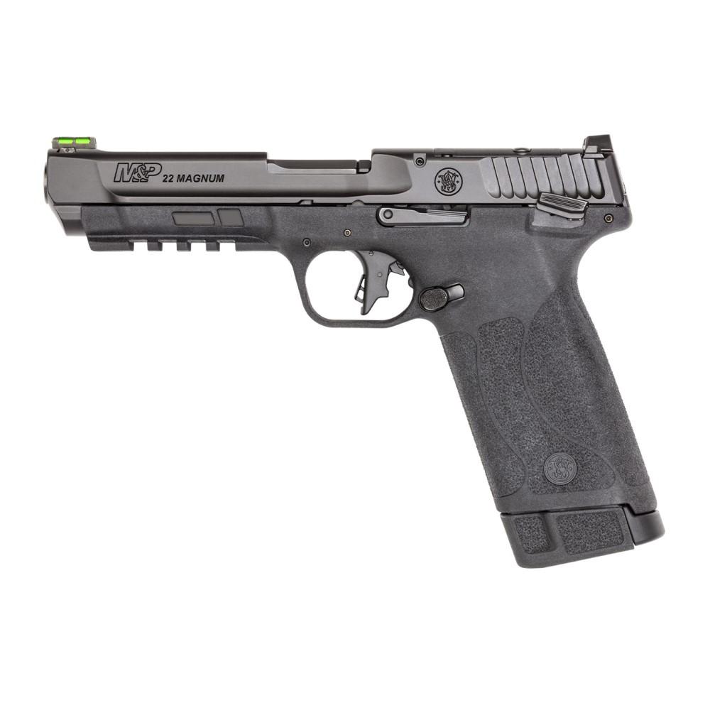 Smith & Wesson M&P 22 Magnum Handgun .22 WMR 30rd Magazines (2) 5" Barrel Black Optic Ready Fiber Optic Sight…