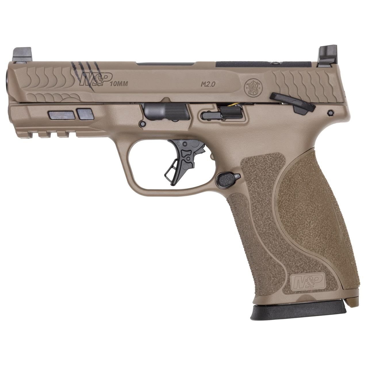 S&W M&P10 2.0 Or Thumb Safety Limited Edition Backpacker Handgun 10mm Auto 15rd Magazines(2) 4 Barrel FDE