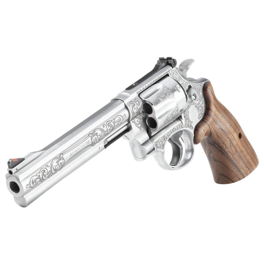 Smith & Wesson S&W Model 629 Engraved Handgun .44 Mag/.44 Spl 6rd Capacity 6.5" Stainless Barrel Walnut Grips