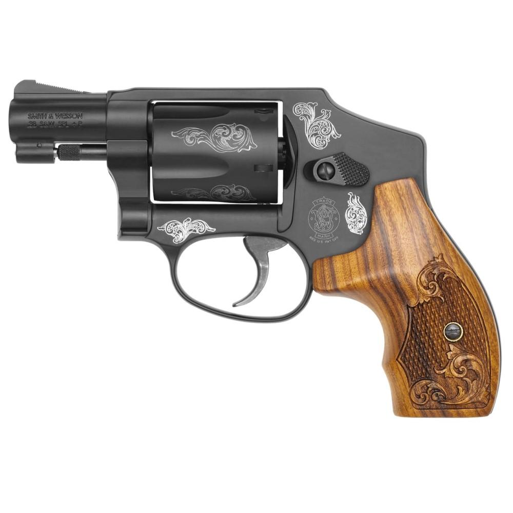 Smith & Wesson M442 Handgun 38 S&W Spl 5rd Capacity 1.875" Barrel Engraved Wood Grip .38 Special