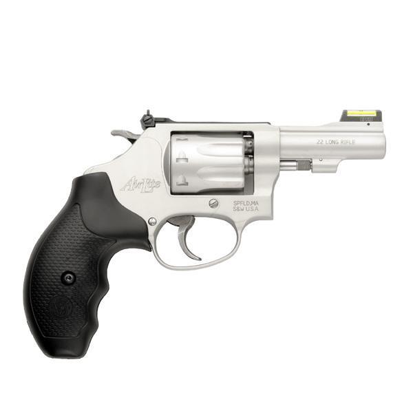 Smith & Wesson J-Frame Model 317 Kit Handgun .22 LR 8rd Capacity 3" Barrel Silver with Black Grip Hi-Viz Fixed Sights