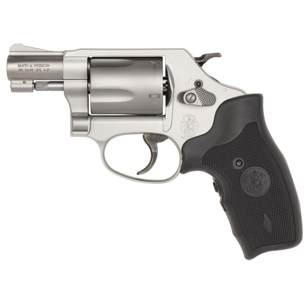 Smith & Wesson M637 Handgun .38 Spl 5rd Capacity 1.9" Barrel Silver with Black Crimson Trace Lasergrip .38 Special