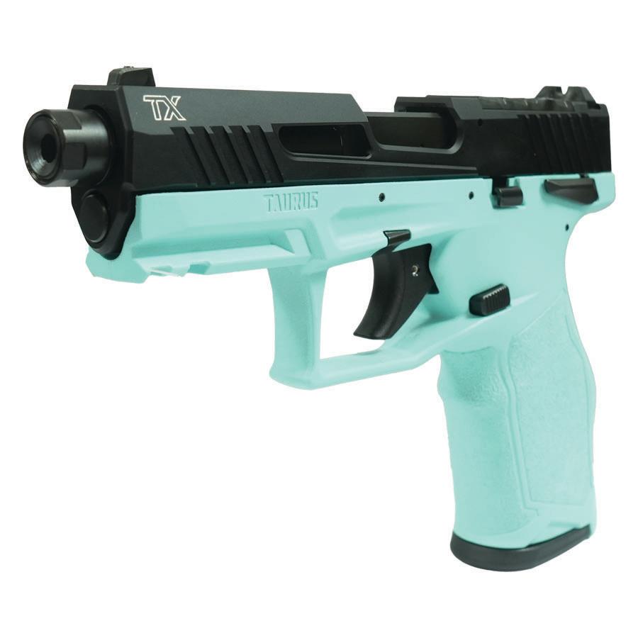 Taurus 2TX22 Handgun .22 LR 10rd Magazines(2) 4.6" Threaded Barrel Black Slide/Cyan Frame