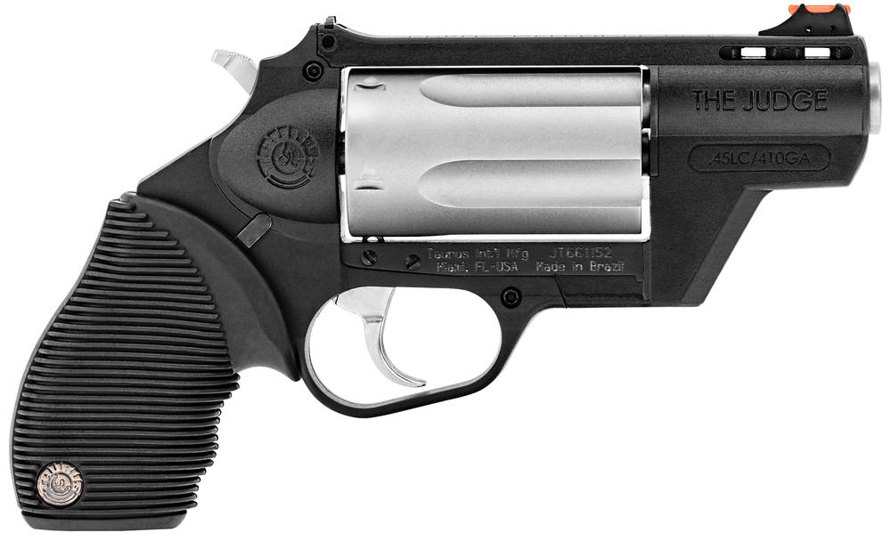 Taurus Judge Public Defender Polymer Handgun .45 Colt/.410 ga 5rd Capacity 2.5" Barrel Black Frame Stainless Cylinder