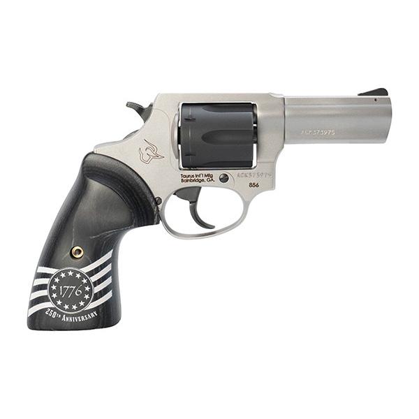 Taurus 856 Handgun .38 Spl 6rds 3" Barrel Stainless Steel Frame/Black Cylinder 1776 Custom Grips .38 Special