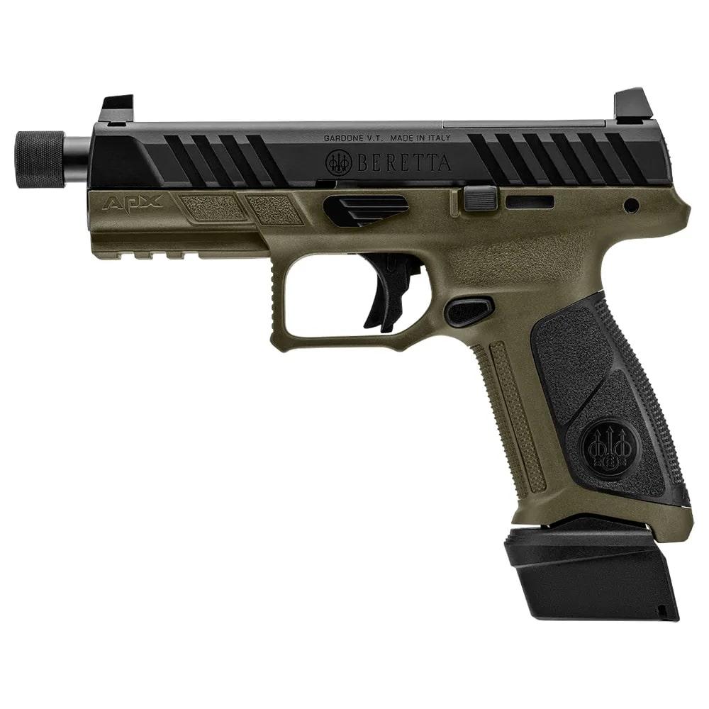 Beretta APX A1 Full Size Tactical Handgun 9mm Luger 21rd Magazines (3) 4.8" Threaded Barrel OD Green with Black…