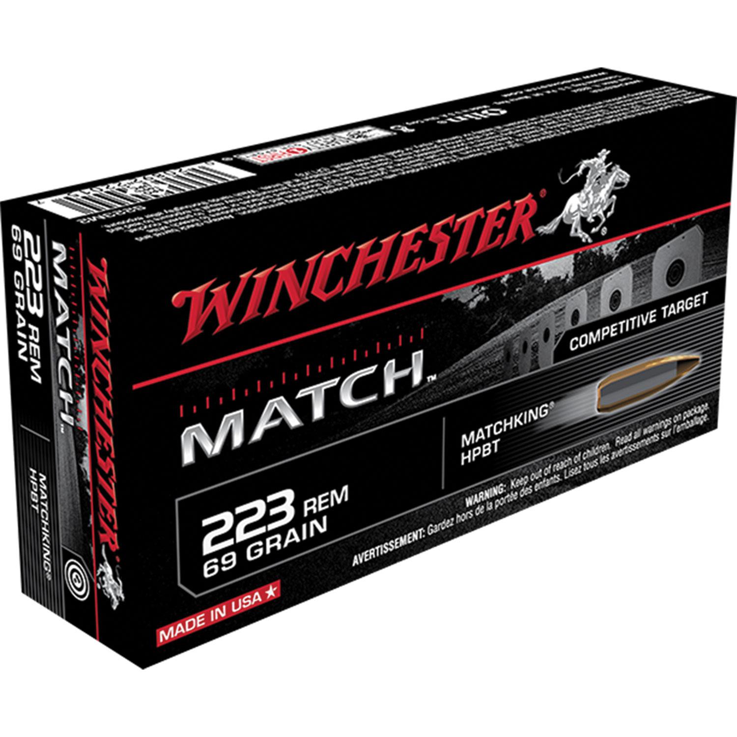 Winchester Match Rifle Ammunition .223 Rem 69 gr. BTHP 3060 fps-img-0