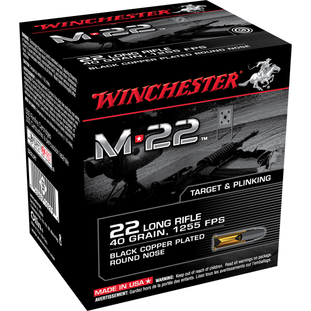Winchester M-22 .22LR 40gr Black Copper Plated LRN Ammo 1000 Rounds