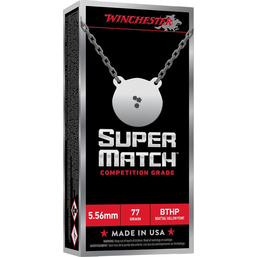 Winchester Super Match Rifle Ammunition 5.56MM NATO 77GR BTHP 2750FPS 20/Ct