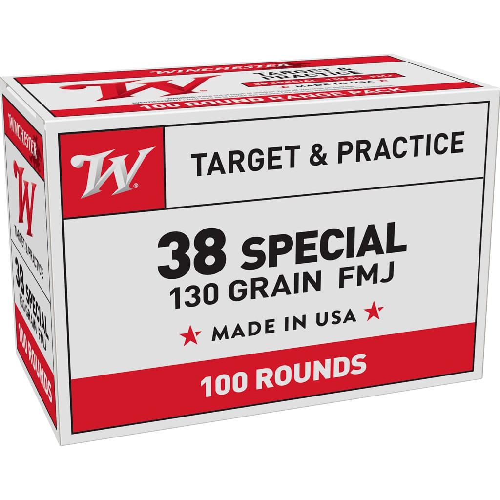 Winchester Ammo USA38SPVP Target 38 Special 130 gr Full Metal Jacket (FMJ) 100 Per Box - Winchester - FULL METAL JACKET