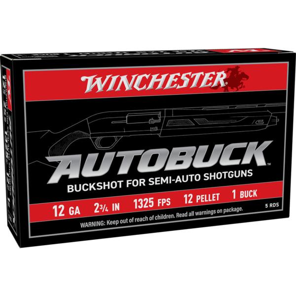 Winchester Autobuck Shotshells 12ga 2-3/4" 12plts 1325 fps #1 5/ct