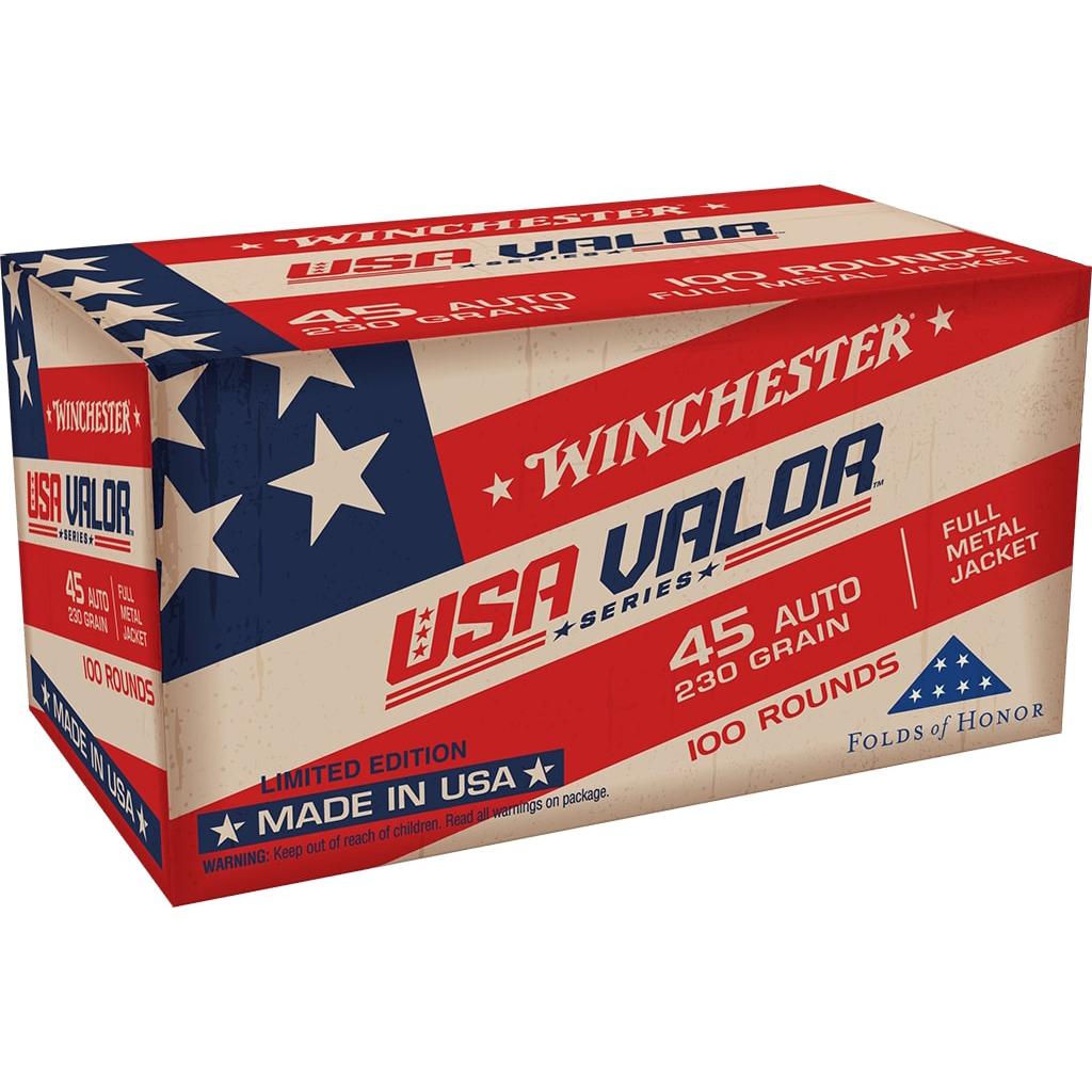 Winchester Ammo USAV45A USA Valor Target 45 ACP 230 gr Full Metal Jacket (FMJ) 100 Per Box - Winchester - FULL METAL JACKET