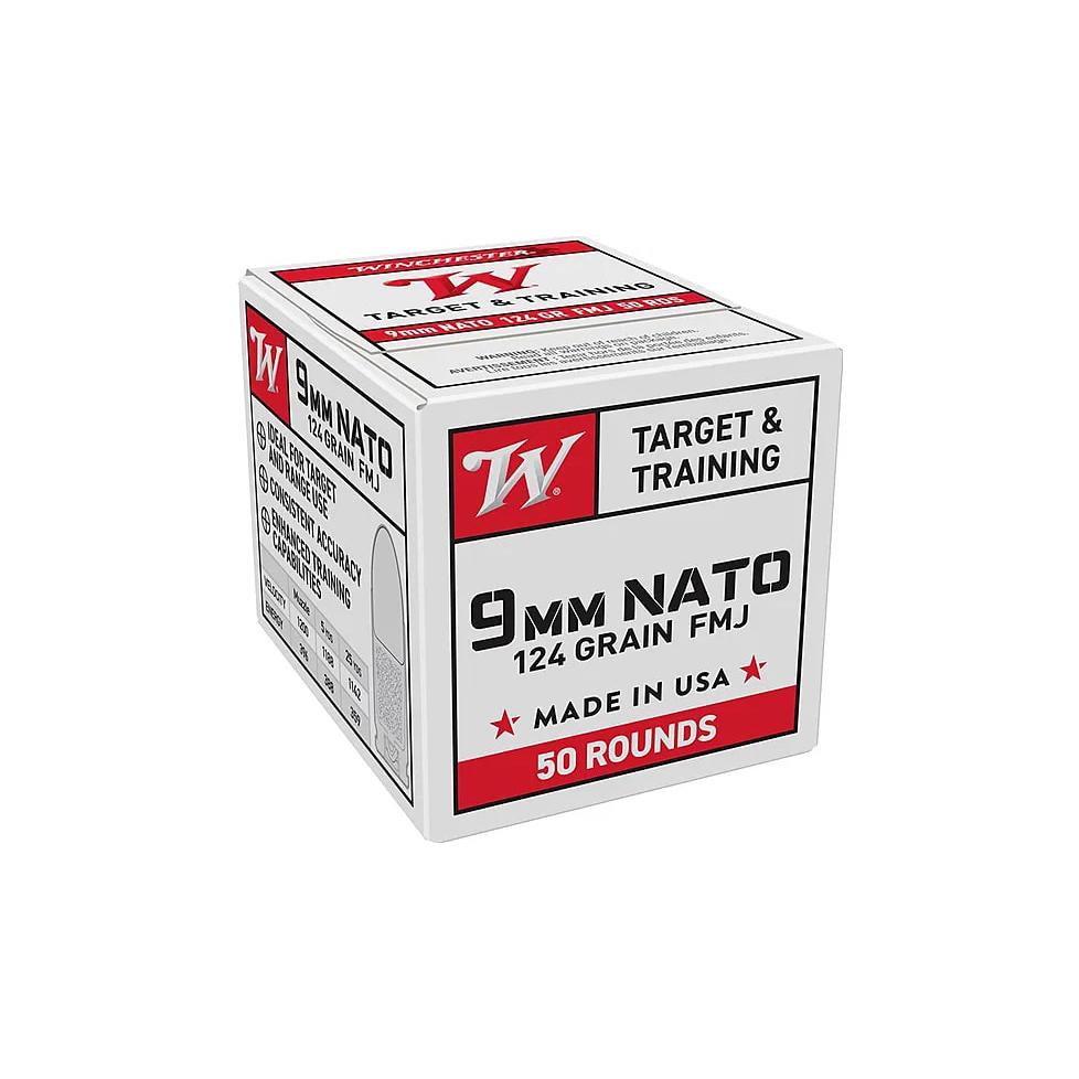 Winchester USA Target & Training NATO Handgun Ammunition 9mm Luger 124 gr. FMJ 1200 fps 50/ct