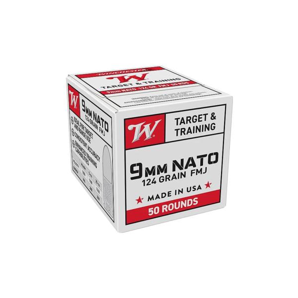 Winchester USA Target & Training NATO Handgun Ammunition 9mm Luger 124 gr. FMJ 1200 fps 50/ct