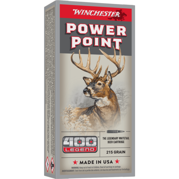 Winchester Power Point Rifle Ammunition 400 Legend 215 gr. SP 2250 fps 20/ct
