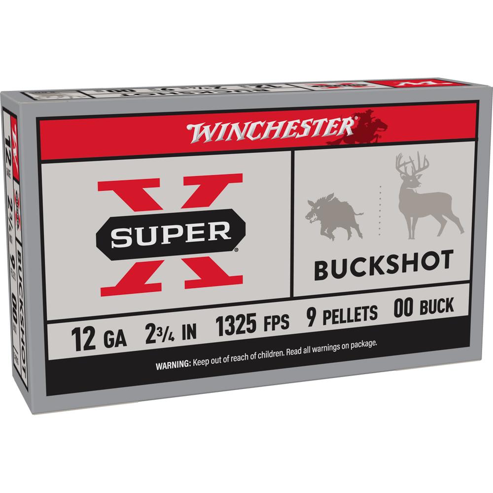 Winchester Super-X Buckshot Shotshells 12 ga 2-3/4" 1325 fps #00 5/ct