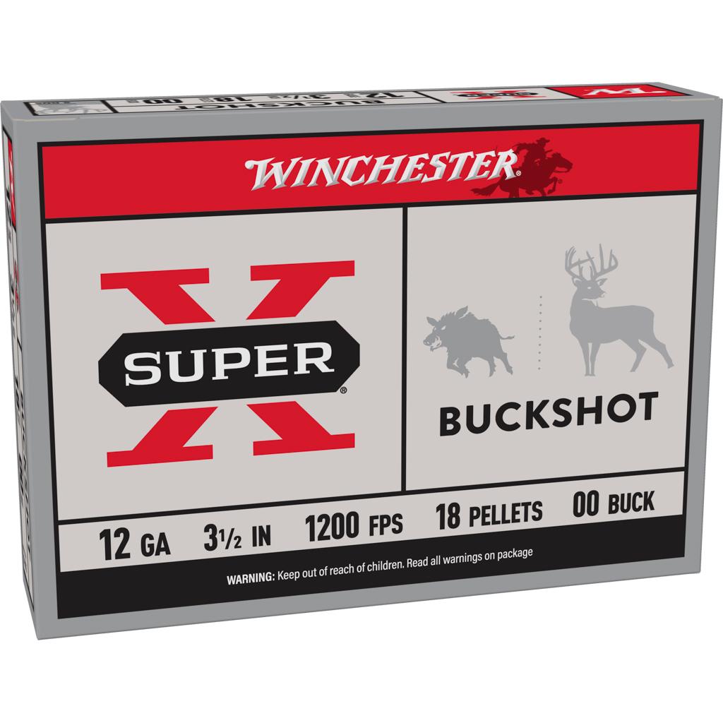 Winchester Ammo XB12L00 Super X 12 Gauge 3.50" 18 Pellets 1200 fps 00 Buck Shot 5 Bx/50 Cs - Winchester - 12 Gauge