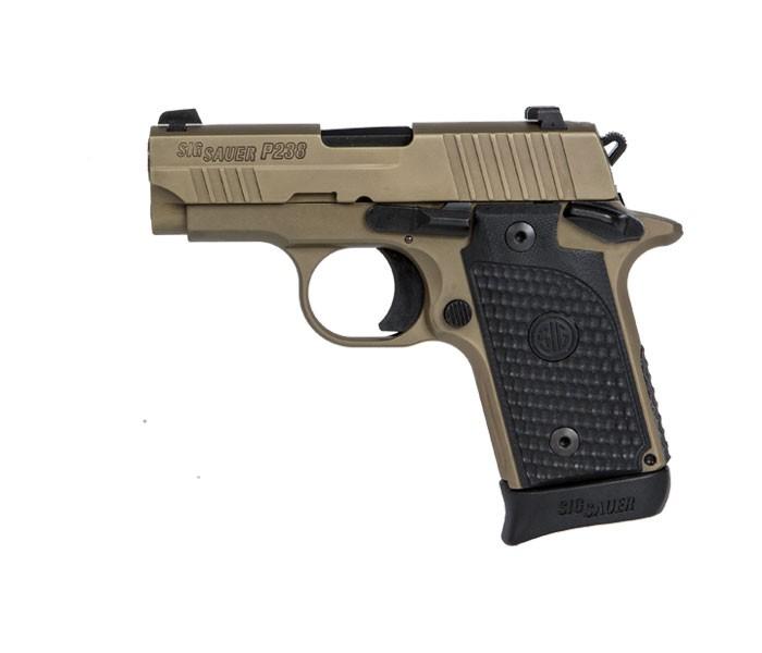 SIG P238 Pistol 380ACP 6Rd/7Rd Mags (1) 2.7" Barrel EMP Scorpion FDE SAO Siglite Sights Black G10 GRIP