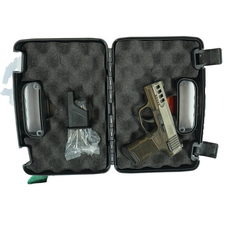 Sig Sauer Distressed Gray Slide/Brown Octagon Grip P365-380 Handgun 380 Auto 10rd Magazine 3.1" Barrel Black Manual Safety