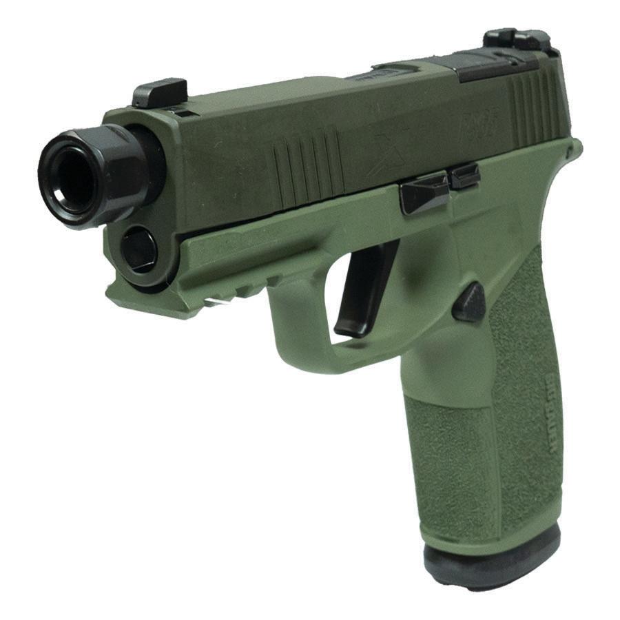Sig Sauer P365 XMacro Handgun 9mm Luger 17rd Magazines (2) 3.7" Barrel Two Tone Green TB view 3