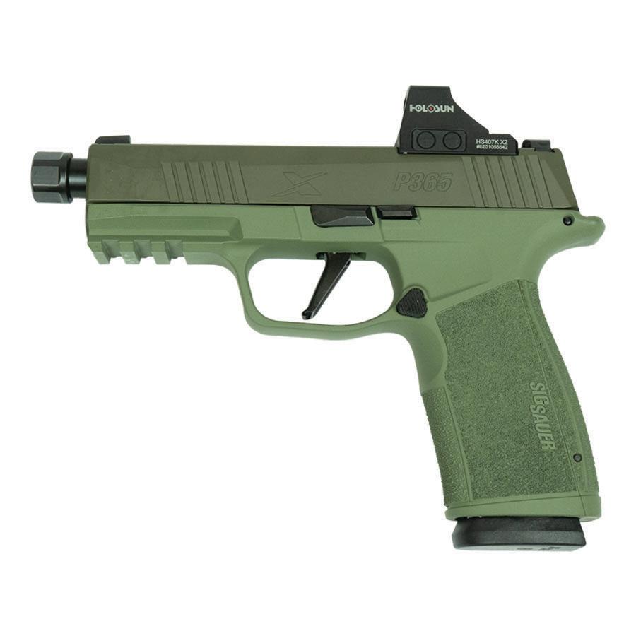 Sig Sauer P365 XMacro Handgun 9mm Luger 17rd Magazines (2) 3.7" Barrel Two Tone Green TB with Optic view 2
