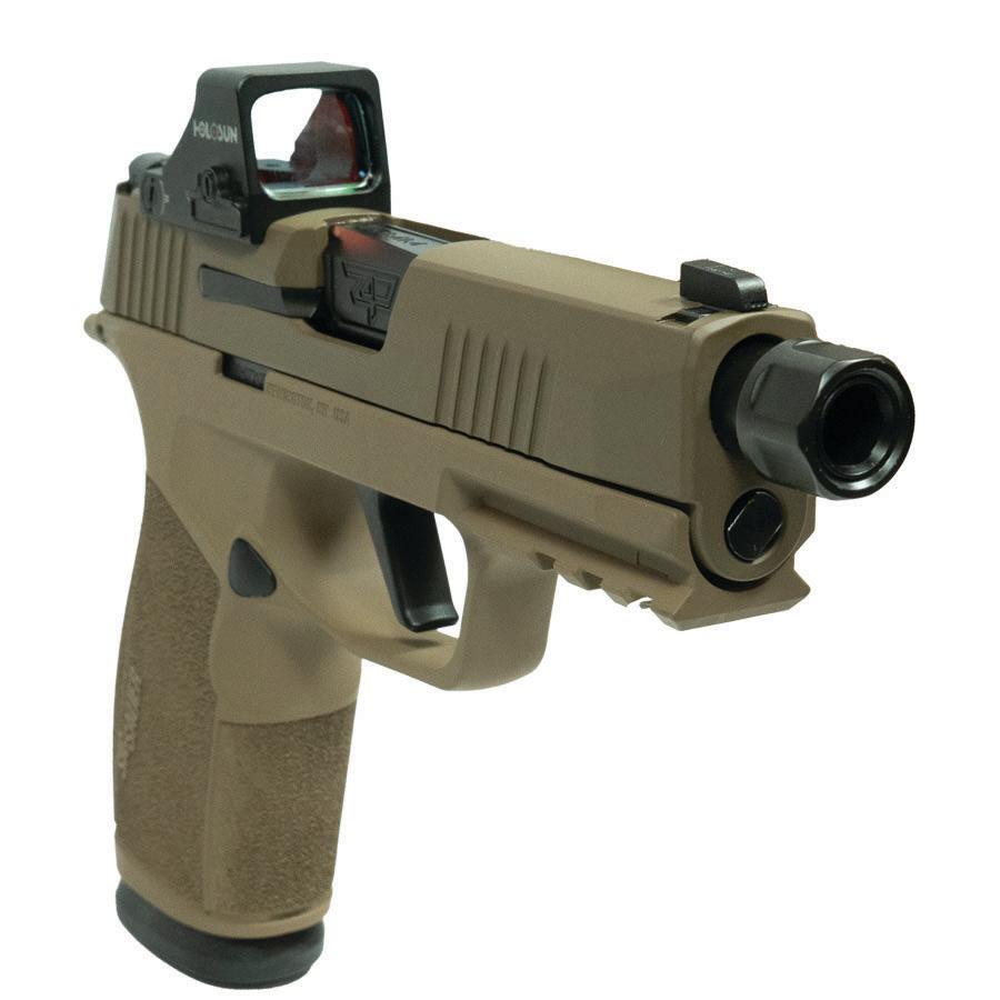 Sig P365 XMacro Handgun 9mm Luger 17rd Magazines (2) Threaded Barrel Two-Tone Tan XSeries Slide with Optic view 3