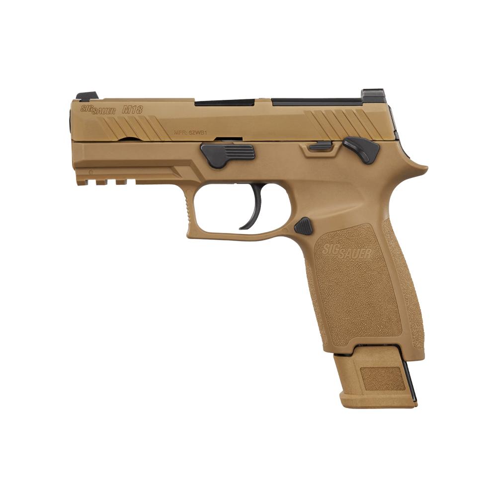 Sig Sauer M18 Coyote OR Compact Handgun 17(1) &21(2)rd Magazines 3.9" Barrel Manual Safety 9mm