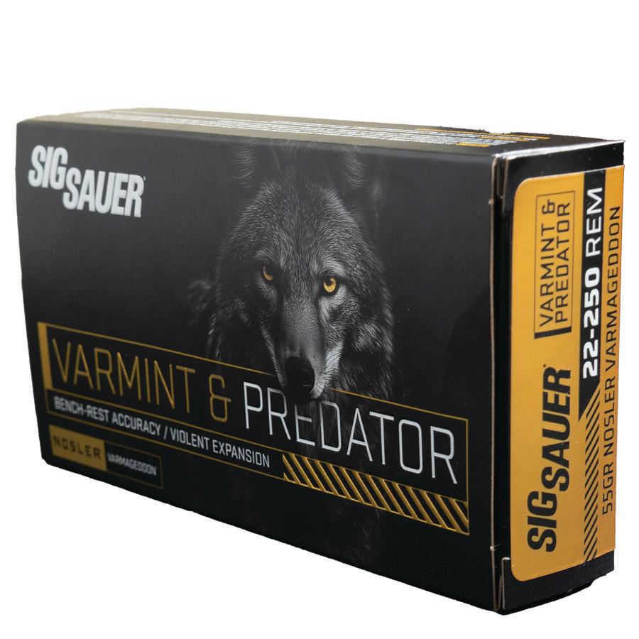 SIG AMMO 22-250 REM 55GR VARMINT & PREDATOR VARMAGEDDON BOX/20