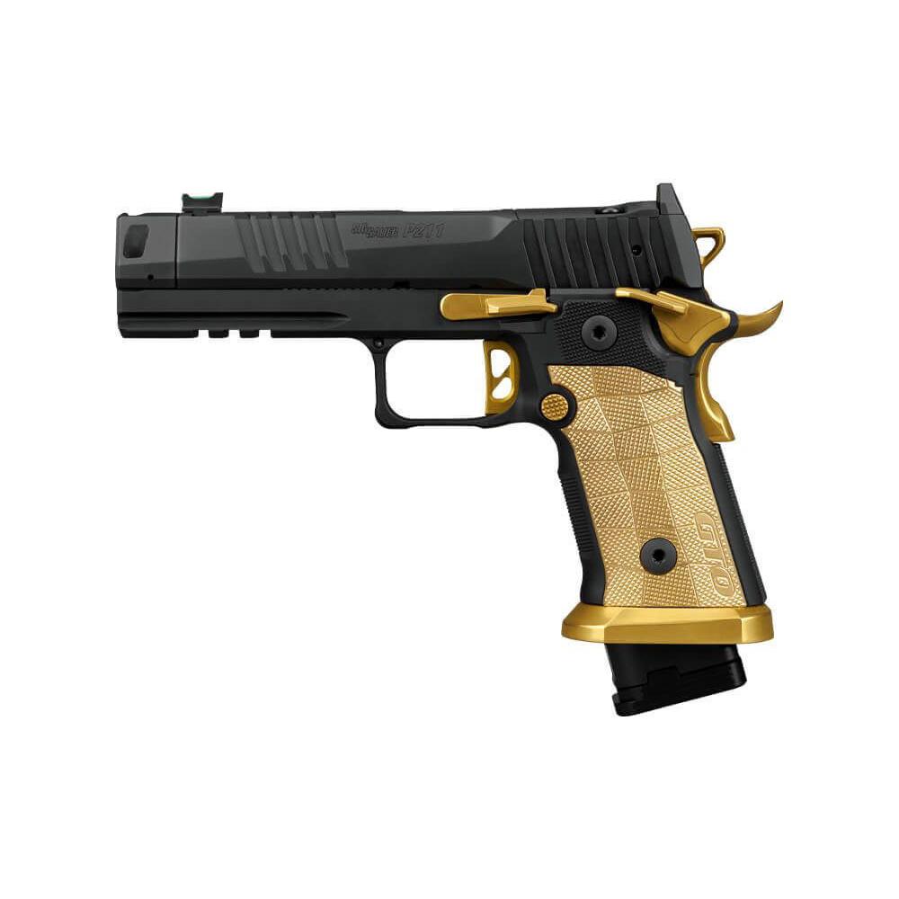 Sig Saur P211 Spectre Comp Handgun 9mm Luger 23(1) & 21(2)rd Magazines 4.4" Compensated Barrel SAO Brass Grip…