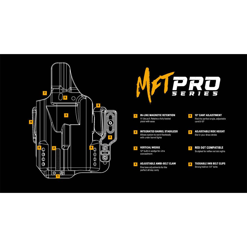 Mission First Tactical Pro Series IWB Light Holster for S&W Shield 1.0/2.0/Plus TLR-6/TLR-6 HL/TLR-6 HL G Black Ambi