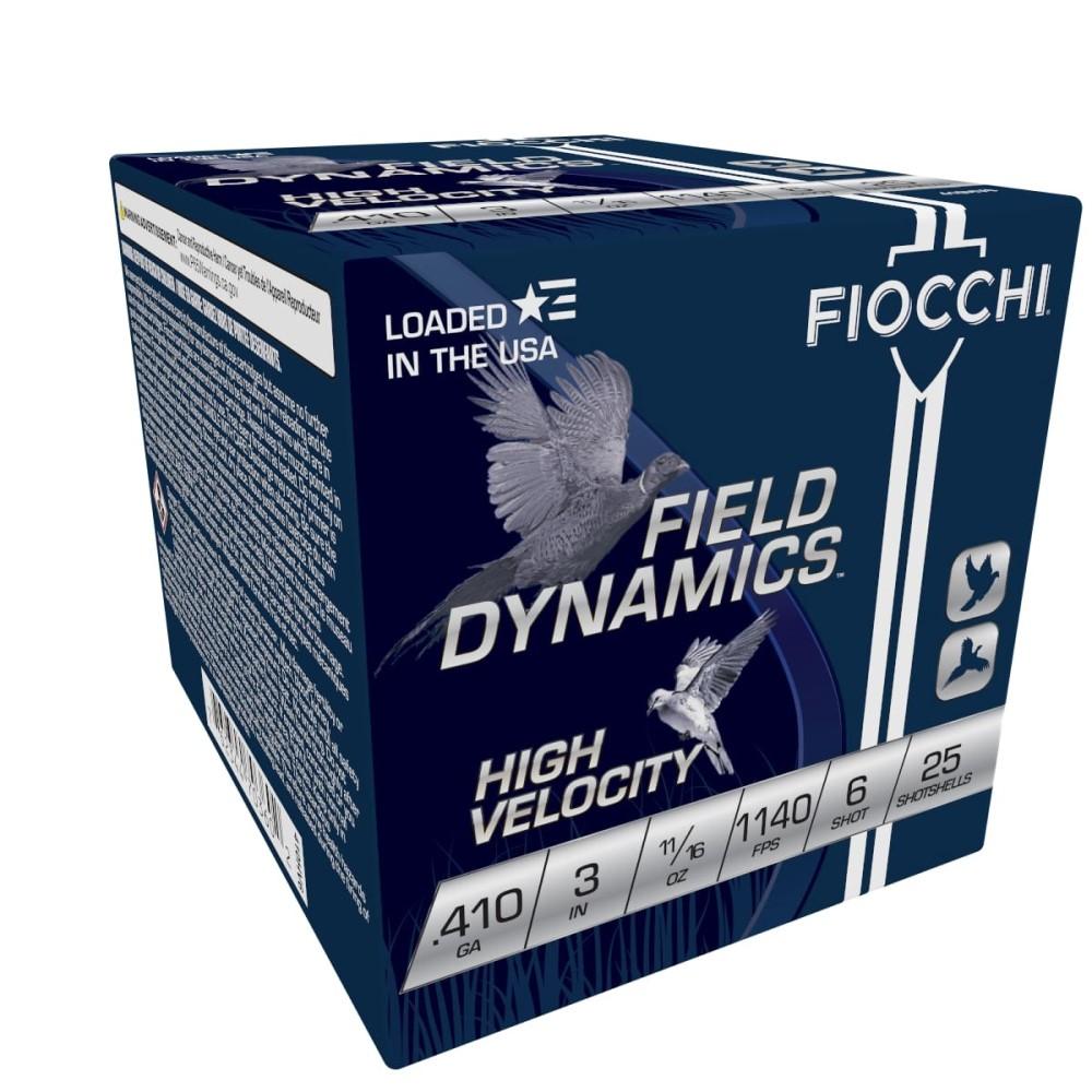 Fiocchi High-Velocity Hunting Load .410 ga 3" MAX 11/16 oz #6 1140 fps 25/rd .410 Bore
