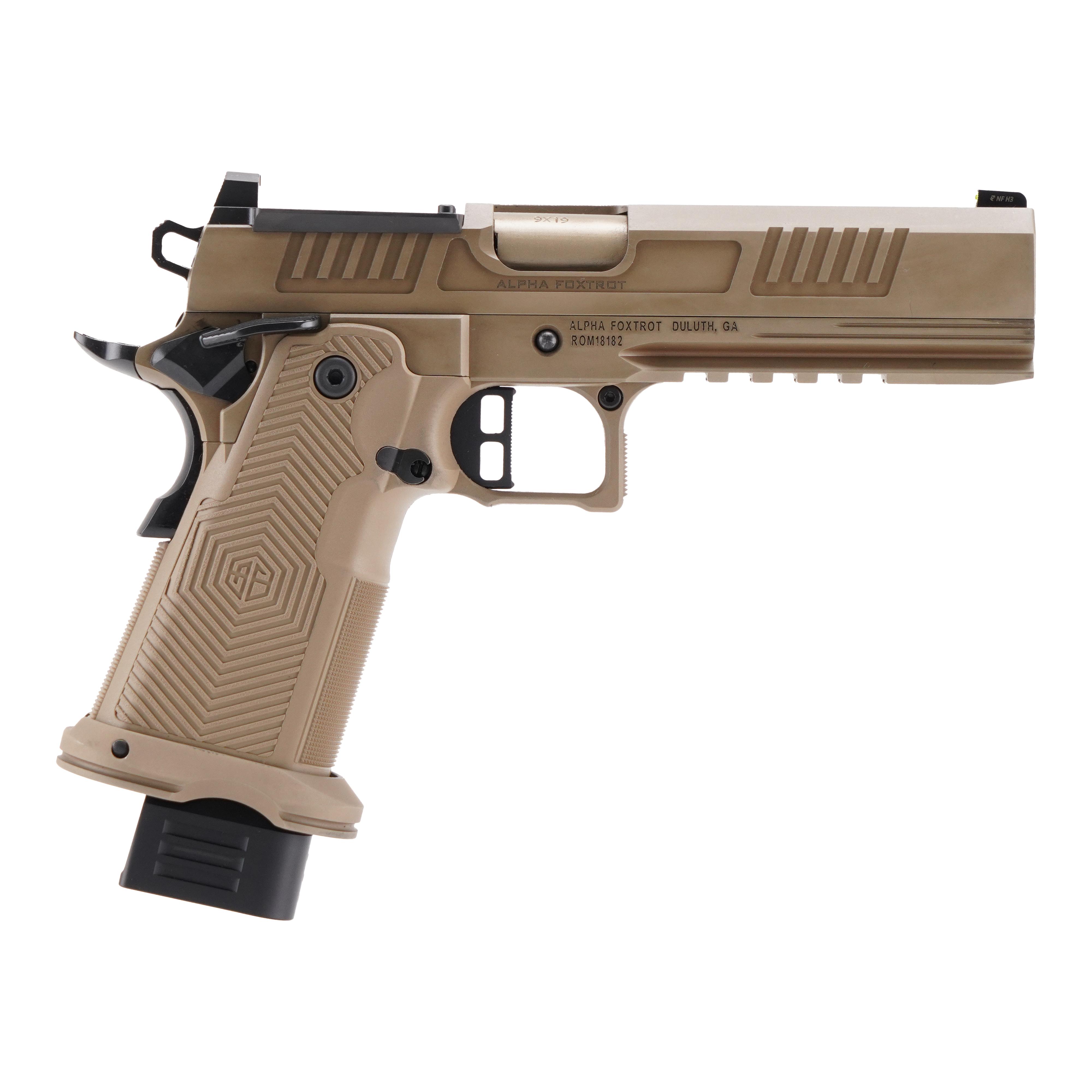 Alpha Foxtrot AF1911 Romulus Handgun 9MM Luger 17RD (1) & 20RD (1) Magazines 5" FDE Black OR