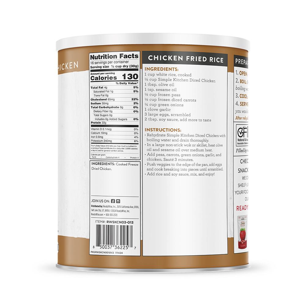 Readywise Simple Kitchen Freeze Dried Diced Chicken 16 Serving