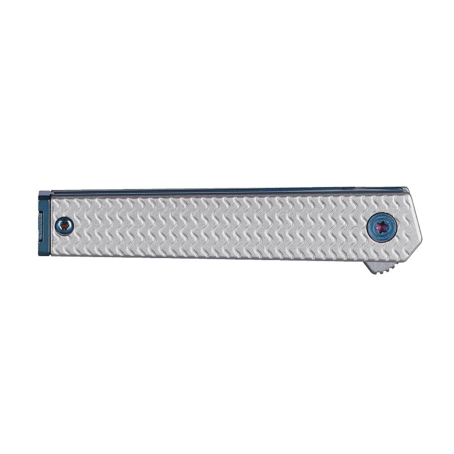 Columbia River Knife & Tool CRKT CEO Microflipper Folding Knife 2-3/8" Drop Point Blade Silver and Blue