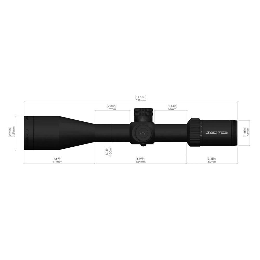 ZeroTech Optics Vengeance Rifle Scope 4-20x50mm FFP 30mm Tube PHR II Non-Illum Black
